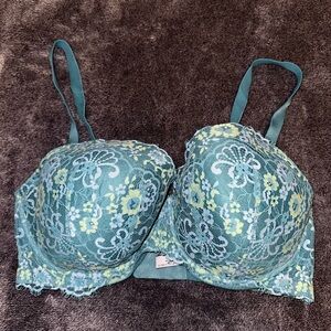 Victoria's Secret Teal and Yellow Lace Bra